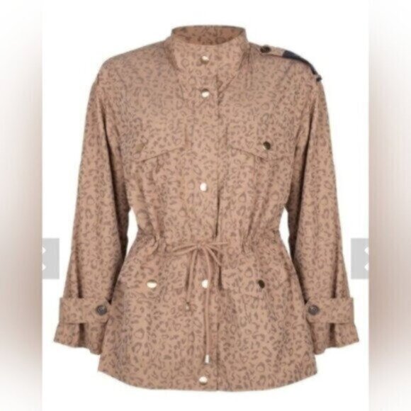 Neutral Leopard print jacket with cinch waist Women's Sz 16 - Picture 1 of 10